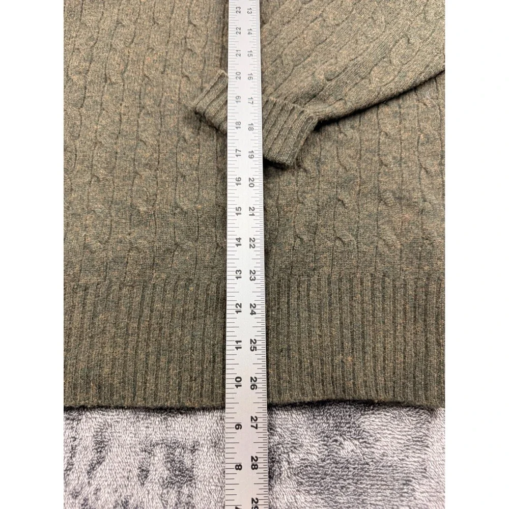 Polo Ralph Lauren Cable Knit Sweater Mens Large Green 100% Lambswool Crewneck